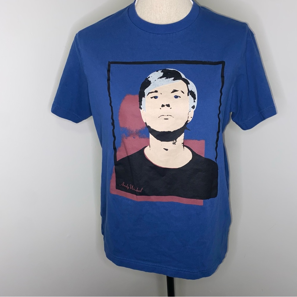 SPRZ NY Uniqlo Andy Warhol portrait graphic blue short sleeve tee shirt Small